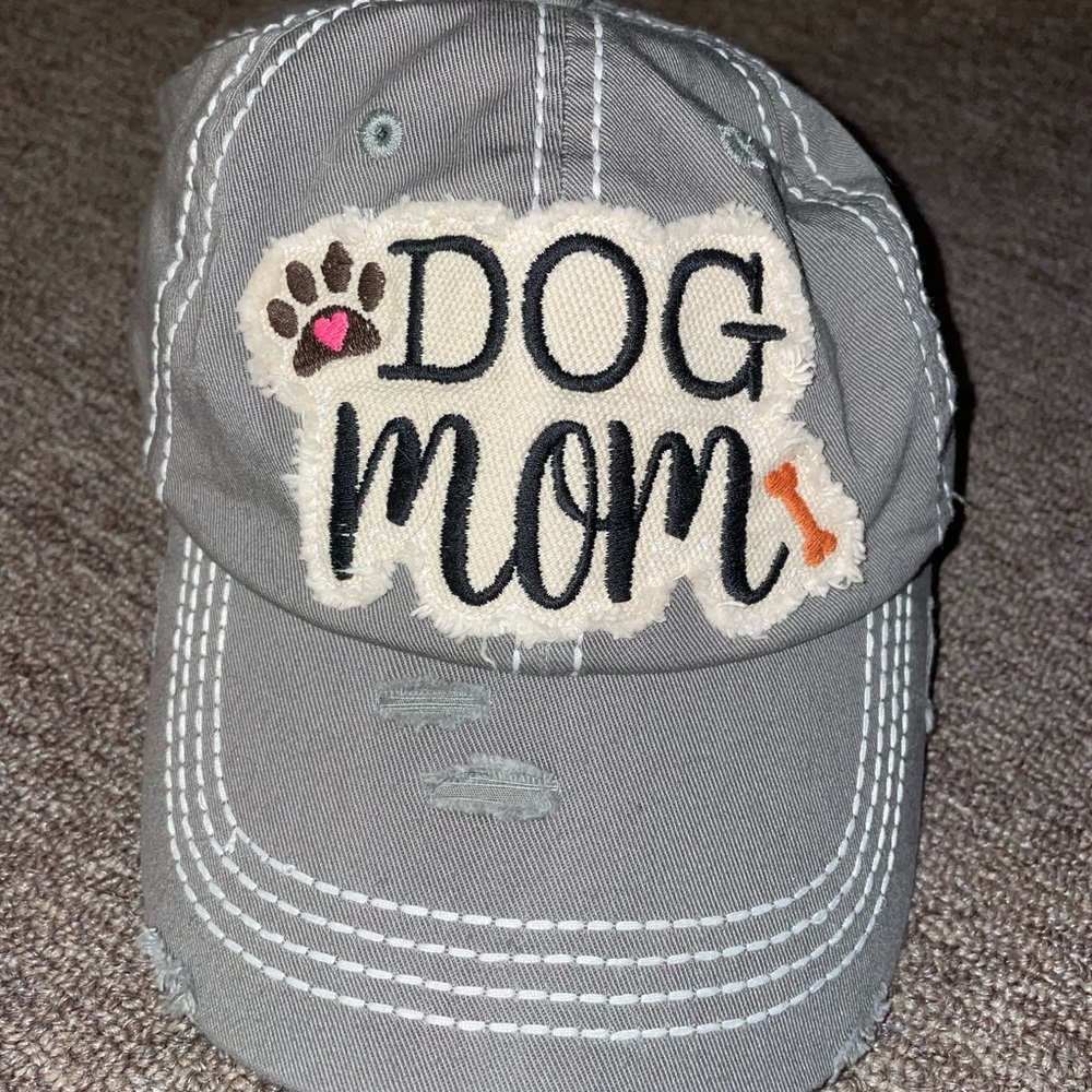 Gray Dog Mom baseball Cap hat with Paw Print - Picture 1 of 6